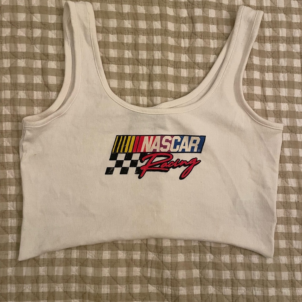 NASCAR White Tank with Racing Graphic